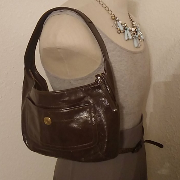 Coach shoulder bag brown patent leather - Picture 3 of 9